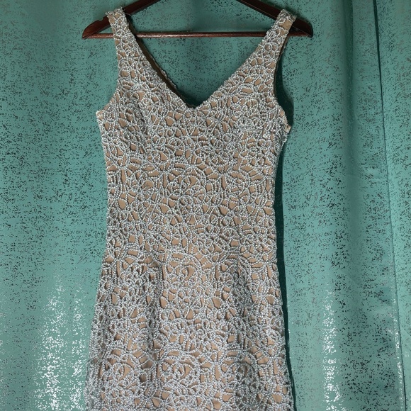Silver/Tan Short Party Dress - Picture 1 of 4